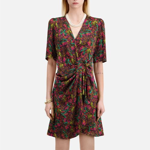 Silk Wrapover Mini Dress with Short Sleeves - THE KOOPLES - Modalova