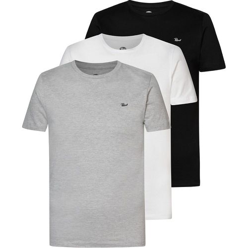 Pack of 3 Plain T-Shirts in Cotton with Crew Neck - PETROL INDUSTRIES - Modalova