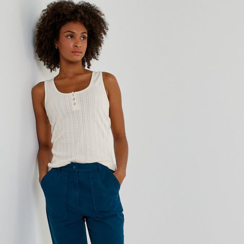 Cotton Mix Pointelle Vest Top with Button Trim - LA REDOUTE COLLECTIONS - Modalova