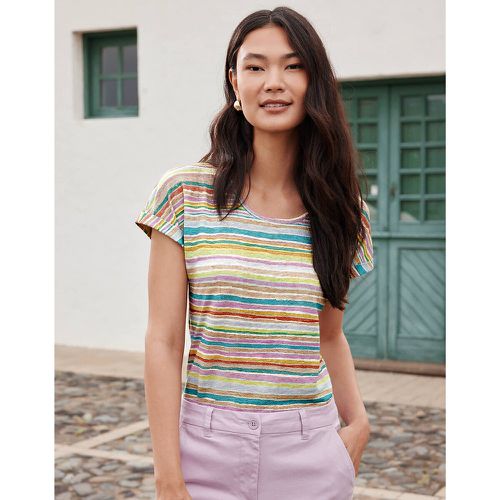 Striped Linen T-Shirt with Crew Neck and Short Sleeves - Anne weyburn - Modalova