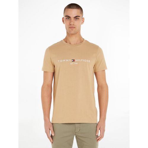 Embroidered Logo Cotton T-Shirt with Crew Neck and Short Sleeves - Tommy Hilfiger - Modalova