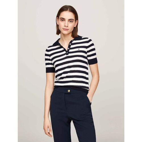 Striped Polo Jumper with Short Sleeves - Tommy Hilfiger - Modalova