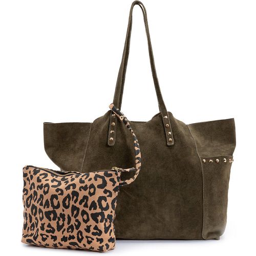 Suede Tote Bag with Leopard Print Pouch - LA REDOUTE COLLECTIONS - Modalova