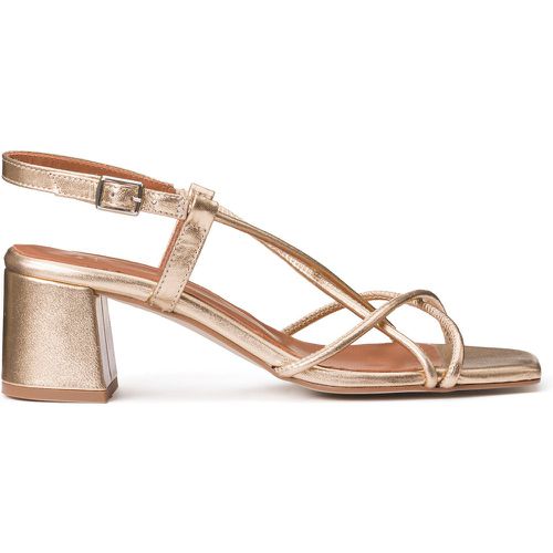 Les Signatures - Metallic Leather Sandals with Block Heel and Thin Straps - LA REDOUTE COLLECTIONS - Modalova