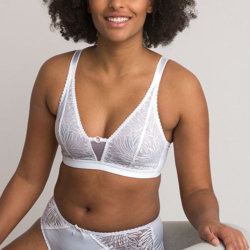 Non-underwired triangle bra in lace burgundy La Redoute