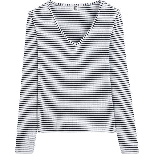 Breton Striped T-Shirt with V-Neck and Long Sleeves - LA REDOUTE COLLECTIONS - Modalova