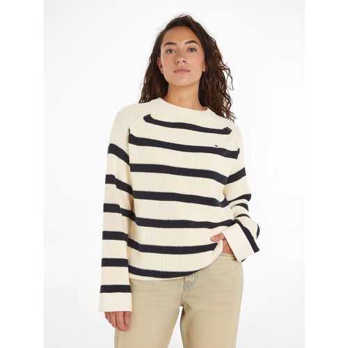Striped Chunky Knit Jumper in Cotton with Crew Neck - Tommy Hilfiger - Modalova