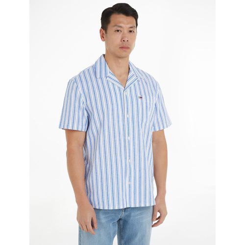Striped Cotton/Linen Shirt with Short Sleeves - Tommy Jeans - Modalova