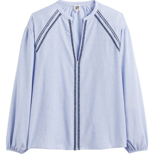 Cotton Oversize Embroidered Blouse with Grandad Collar - LA REDOUTE COLLECTIONS - Modalova