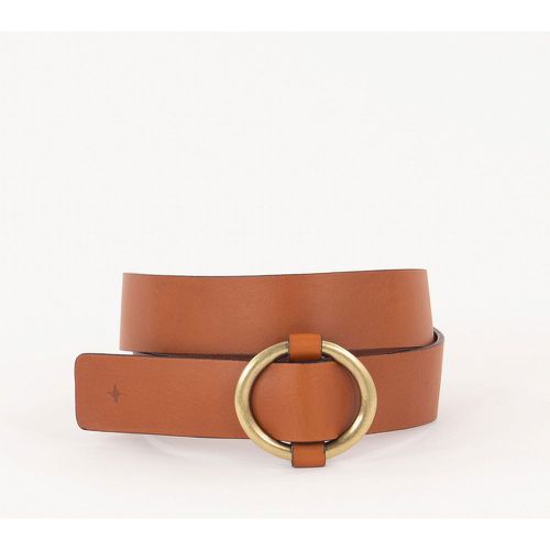 Tisao Leather Belt with Circular Metal Buckle - SESSUN - Modalova