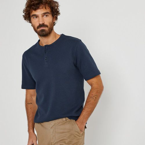 Cotton Grandad Collar T-Shirt with Short Sleeves - LA REDOUTE COLLECTIONS - Modalova