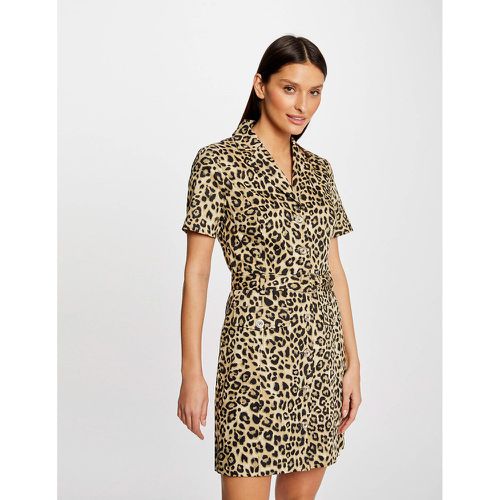 Leopard Print Cotton Dress with Belt - Morgan - Modalova