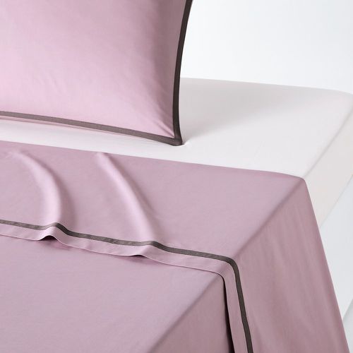 Bolzano Purple Ribbon Trim 100% Cotton Percale 200 Thread Count Flat Sheet - LA REDOUTE INTERIEURS - Modalova