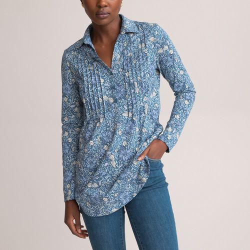 Floral Print Tunic T-Shirt in Cotton Mix with Long Sleeves - Anne weyburn - Modalova