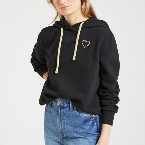 Heart Print Hoodie in Cotton Mix - Only - Modalova