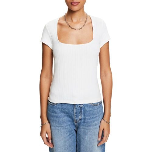 Cotton Square Neck T-Shirt with Short Sleeves - Esprit - Modalova