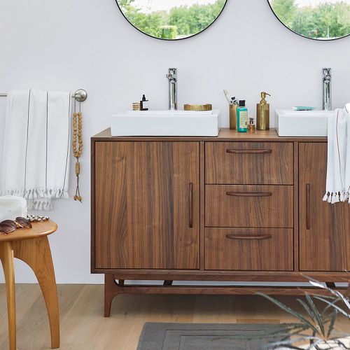 Larsen Walnut Veneer Bathroom Vanity Unit - LA REDOUTE INTERIEURS - Modalova