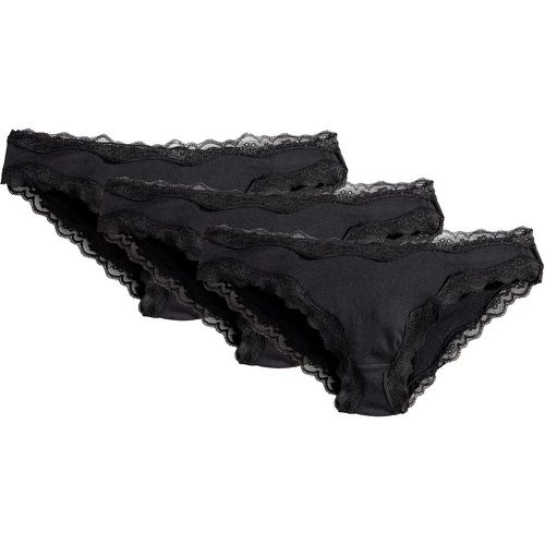 Pack of 3 Knickers in Cotton with Lace Trim - LA REDOUTE COLLECTIONS - Modalova