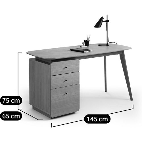 Biface 3-Drawer Oak Veneer Desk - LA REDOUTE INTERIEURS - Modalova