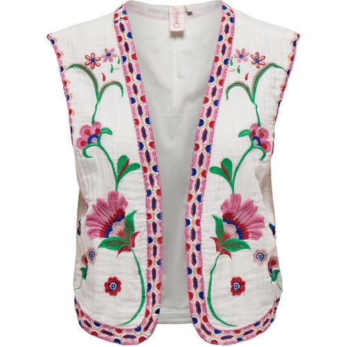 Embroidered Floral Cotton Gilet - Only - Modalova