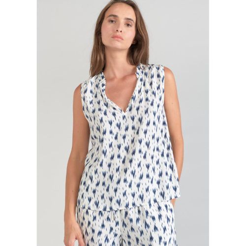 Printed Sleeveless V-Neck Blouse - LE TEMPS DES CERISES - Modalova