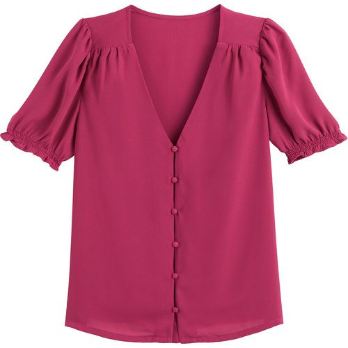 V-Neck Blouse with Short Puff Sleeves - LA REDOUTE COLLECTIONS - Modalova