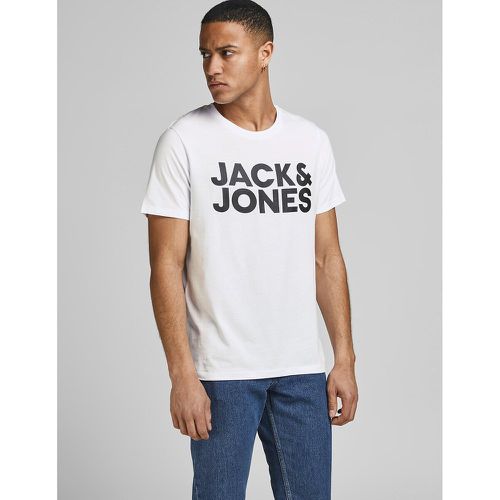 Logo Print Cotton T-Shirt with Short Sleeves and Crew Neck - jack & jones - Modalova