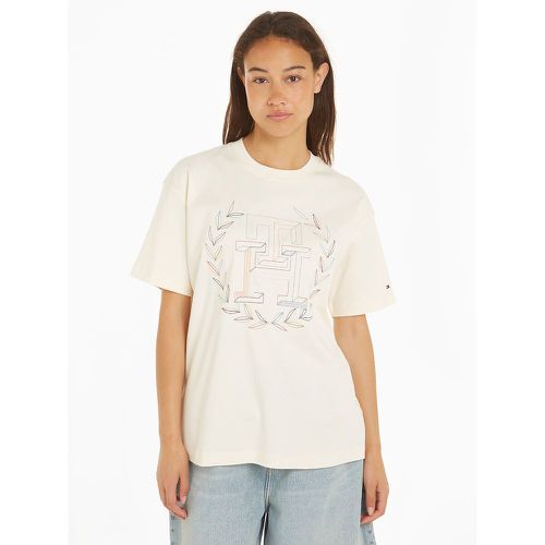 Printed Cotton T-Shirt with Crew Neck and Short Sleeves - Tommy Hilfiger - Modalova