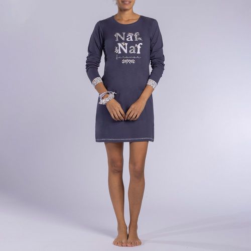 Poésie Cotton Jersey Nightshirt with Long Sleeves - Naf Naf - Modalova