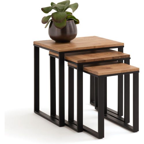 Hiba Solid Oak & Steel Nesting Tables (Set of 3) - LA REDOUTE INTERIEURS - Modalova