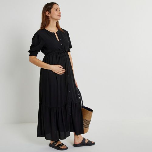Buttoned Maternity Midaxi Dress with Puff Sleeves - LA REDOUTE COLLECTIONS - Modalova