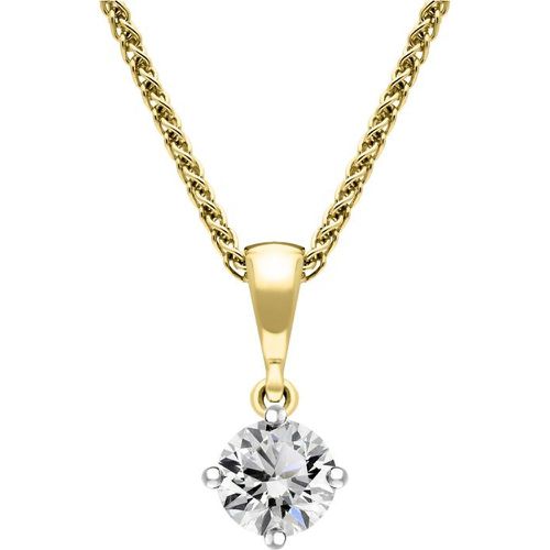 Ct White and Yellow Gold Diamond Solitaire Pendant - C W Sellors Diamond Jewellery - Modalova