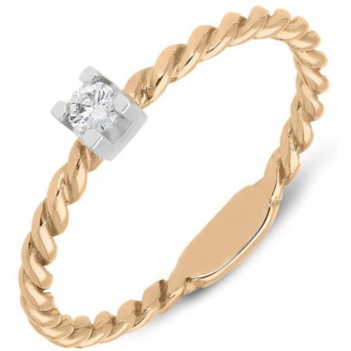 Ct Rose Gold 0.08ct Diamond Twisted Stacking Solitaire Ring - Bloch - Modalova