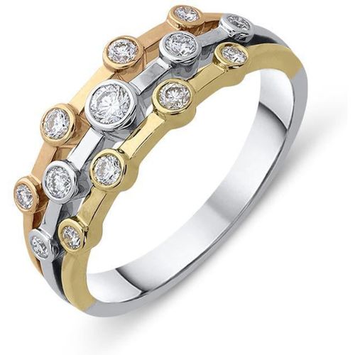 Ct Rose, White and Yellow Gold 0.28ct Diamond Bubble Ring - C W Sellors Diamond Jewellery - Modalova