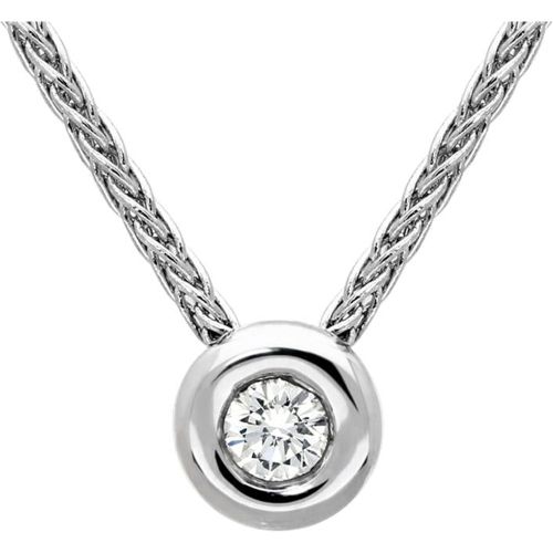 Ct White Gold 0.06ct Diamond Brilliant Cut Solitaire Necklace - Bloch - Modalova