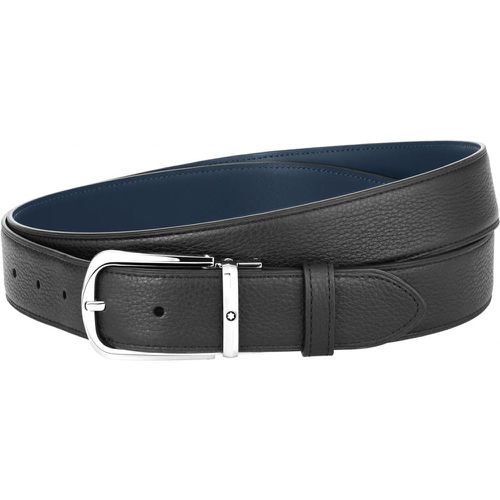 Belt Pin Buckle 35mm Reversible Leather Black Blue D - Montblanc - Modalova