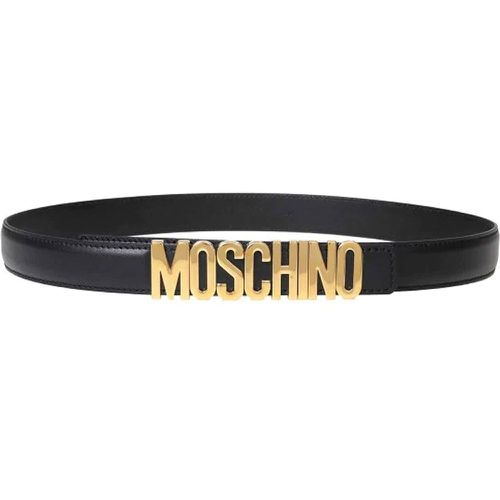 Cintura media in pelle con lettering - Moschino - Modalova