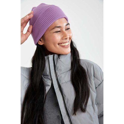 Knitted Beanie Hat - Purple - DeFacto - Modalova