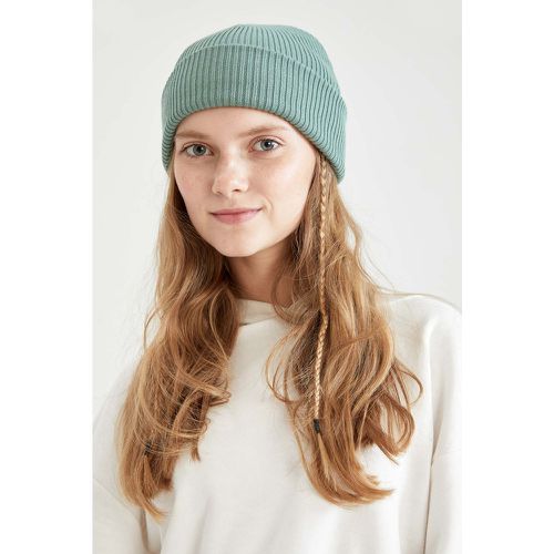 Knitted Beanie Hat - Turquoise - DeFacto - Modalova