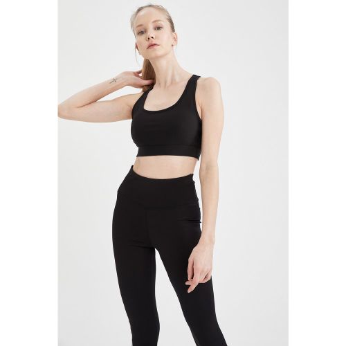 Seamless Sports Bra - Black - DeFacto - Modalova