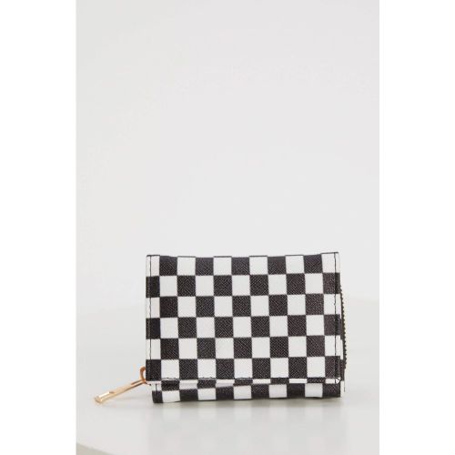 Faux Leather Checkered Wallet - DeFacto - Modalova