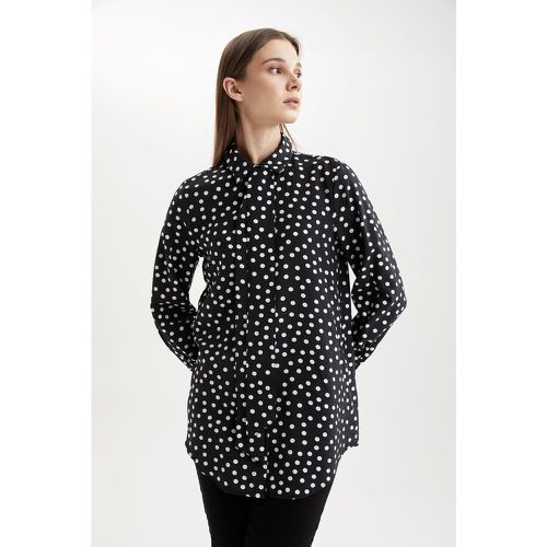 Relax Fit Long Sleeve Polka Dot Printed Shirt Tunic - DeFacto - Modalova