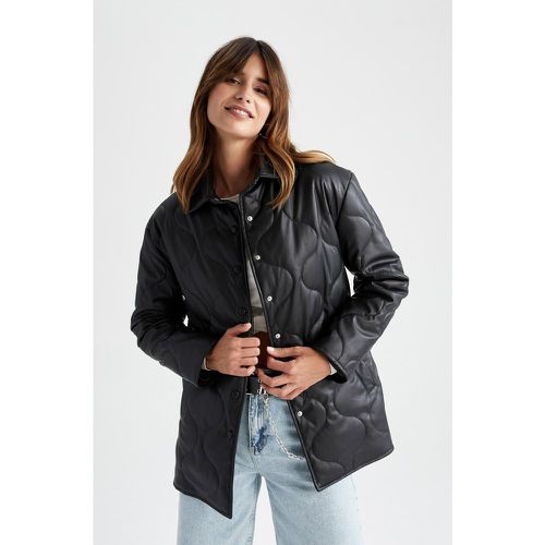 Regular Fit Faux Leather Jacket - DeFacto - Modalova