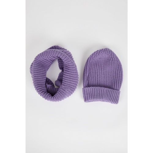 Basic Knit Beanie & Scarf Set - DeFacto - Modalova