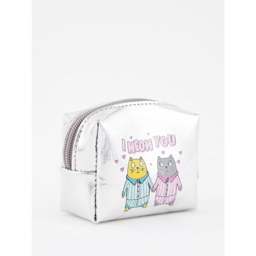 Cat Print Coin Purse - Grey - DeFacto - Modalova