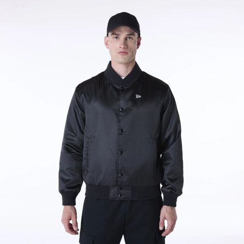 New Era Essential Black Satin Bomber Jacket unisex - New Era Cap - Modalova