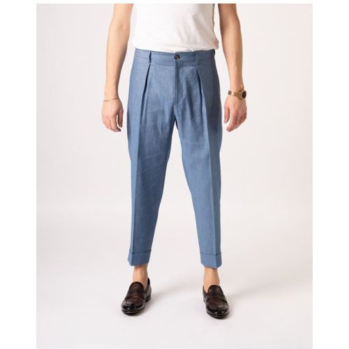 Pantalone Chiaia Pence Fiammato Azzurro - BERWICH - Modalova