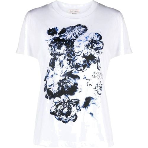 T-shirt con stampa floreale - alexander mcqueen - Modalova