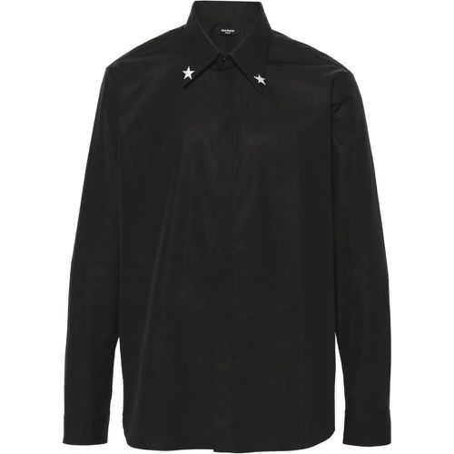 Camicia nera con dettagli metallici - Balmain - Modalova