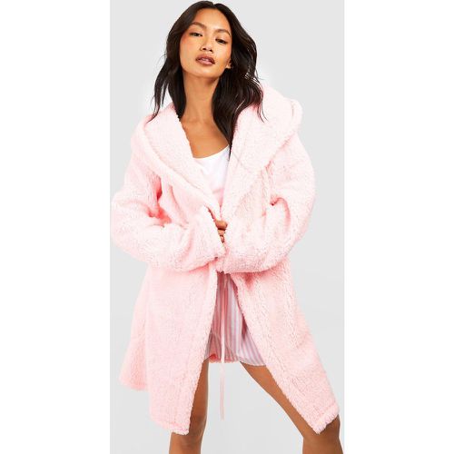 Vestaglia in fleece con pon pon - boohoo - Modalova